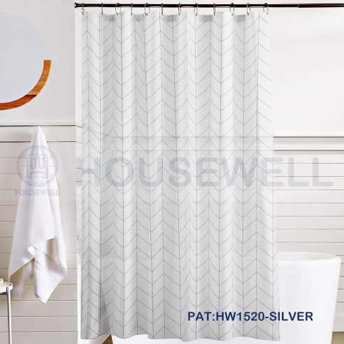 Metallic Printed Fabric Shower Curtain with rustproof grommets, Quick Drying, Heavy Duty,Comfortable to touch