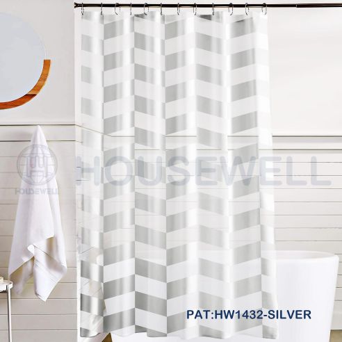 Printed Plastic Shower Curtain Liner, 100% waterproof, Eco-Friendly and Non-toxic